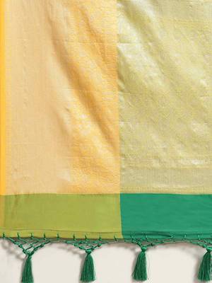 Silk Land  Green  Woven Design Art Silk Saree  5