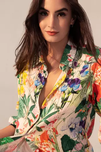 Multicolored eden floral printed shirt