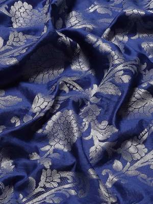 Silk Land  Navy Blue  Woven Design Art Silk Saree  3