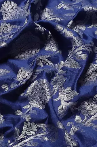 Silk Land  Navy Blue  Woven Design Art Silk Saree 