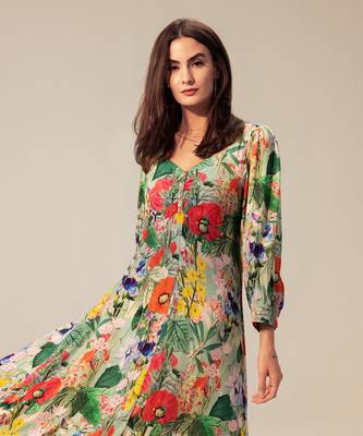 Green multicolored eden floral printed midi dress 2