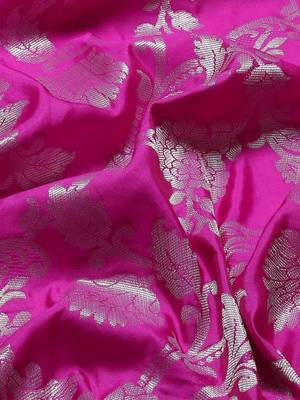 Silk Land  Pink  Woven Design Art Silk Saree  3