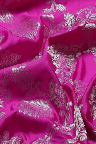 Silk Land  Pink  Woven Design Art Silk Saree 