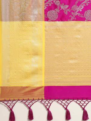 Silk Land  Pink  Woven Design Art Silk Saree  5