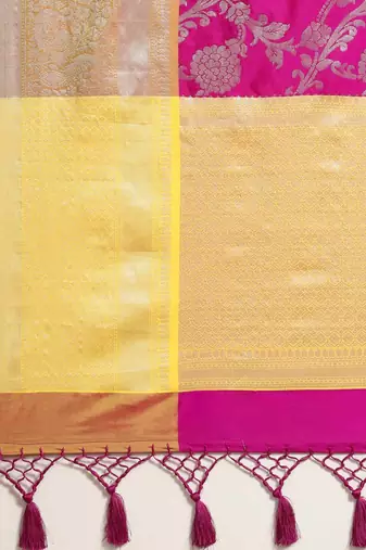 Silk Land  Pink  Woven Design Art Silk Saree 