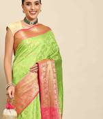 Silk Land  Green  Woven Design Art Silk Saree 