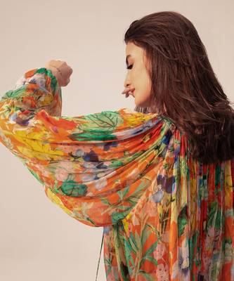 Orange multicolored eden floral printed top 5