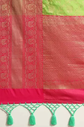 Silk Land  Green  Woven Design Art Silk Saree 