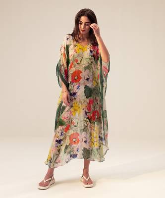 Multicolored eden floral printed kaftan 1
