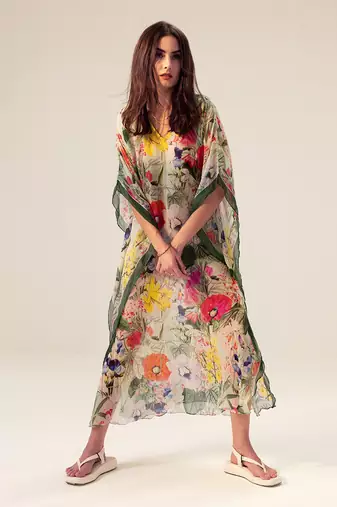 Multicolored eden floral printed kaftan