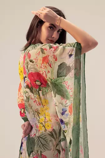 Multicolored eden floral printed kaftan