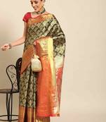 Silk Land  Black  Woven Design Brocade Saree 