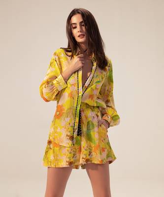 Yellow ahana floral printed co-ord set 1