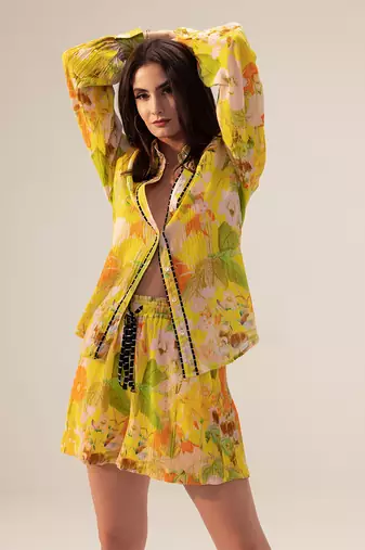 Yellow ahana floral printed co-ord set