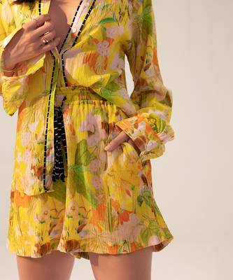 Yellow ahana floral printed co-ord set 4