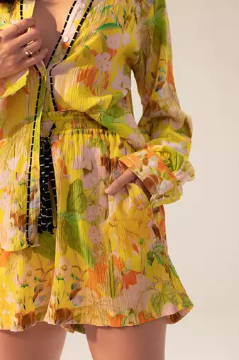 Yellow ahana floral printed co-ord set