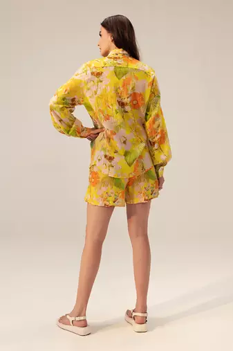Yellow ahana floral printed co-ord set