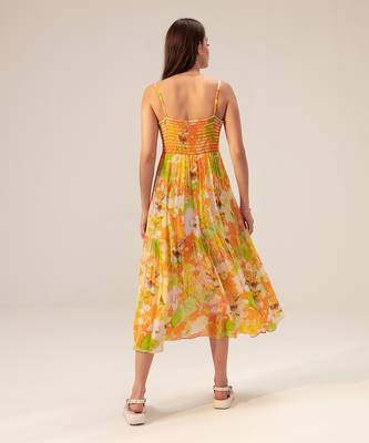 Yellow ahana floral printed cami dress 2