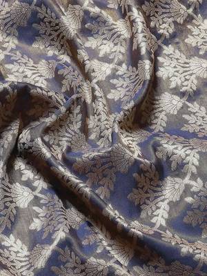 Silk Land  Navy Blue  Woven Design Brocade Saree  5