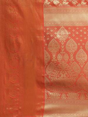 Silk Land  Red  Woven Design Brocade Saree  5