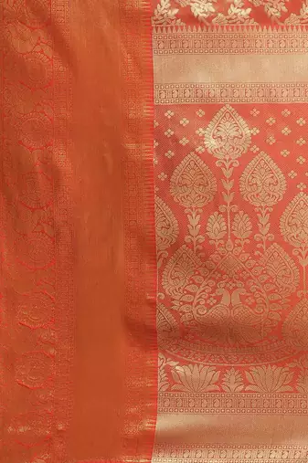 Silk Land  Red  Woven Design Brocade Saree 