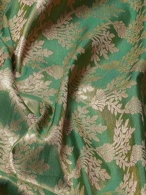 Silk Land  Green  Woven Design Brocade Saree  3