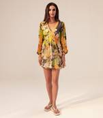 Black camellia floral printed short dress