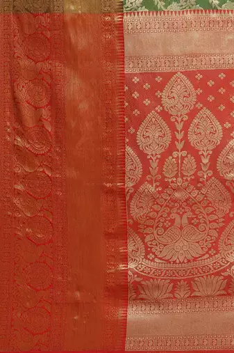 Silk Land  Green  Woven Design Brocade Saree 