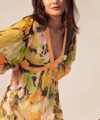 Black camellia floral printed short dress 4