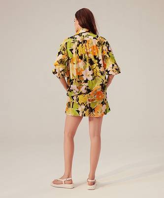Black camellia floral printed co-ord set 2