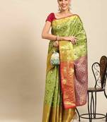 Silk Land  Green  Woven Design Brocade Saree 