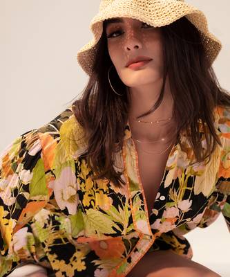 Black camellia floral printed co-ord set 4