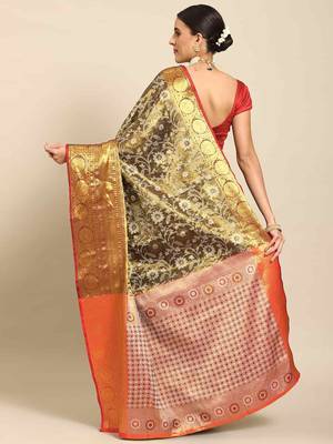 Silk Land  Black  Woven Design Brocade Saree  2