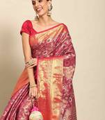 Silk Land  Pink  Woven Design Brocade Saree 