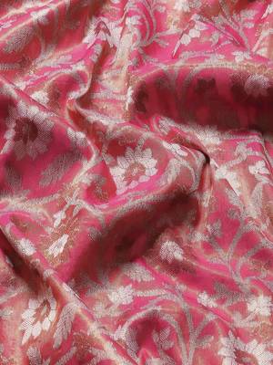 Silk Land  Pink  Woven Design Brocade Saree  3