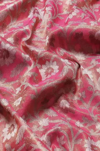 Silk Land  Pink  Woven Design Brocade Saree 