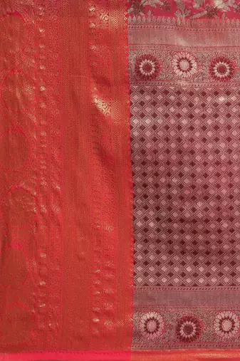 Silk Land  Pink  Woven Design Brocade Saree 