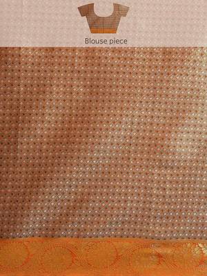 Silk Land  Teal  Woven Design Brocade Saree  4