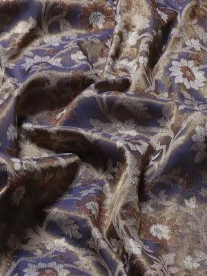 Silk Land  Navy Blue  Woven Design Brocade Saree  5