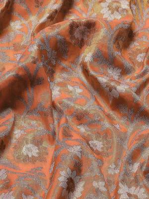 Silk Land  Red  Woven Design Brocade Saree  5