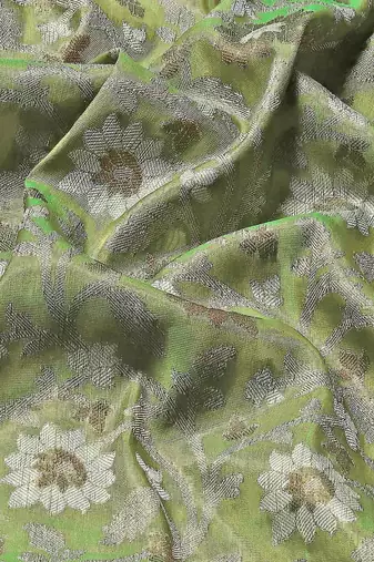 Silk Land  Green  Woven Design Brocade Saree 