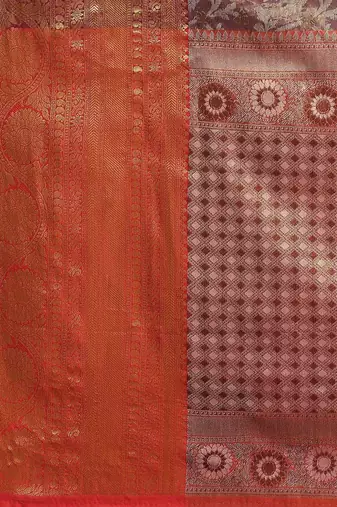 Silk Land  Purple  Woven Design Brocade Saree 