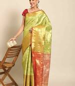 Silk Land  Green  Woven Design Brocade Saree 
