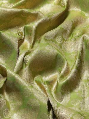 Silk Land  Green  Woven Design Brocade Saree  5