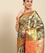 Silk Land  Black  Woven Design Brocade Saree 