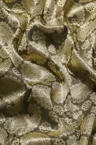 Silk Land  Black  Woven Design Brocade Saree 