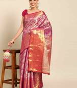 Silk Land  Pink  Woven Design Brocade Saree 