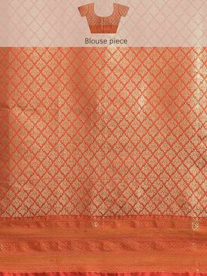 Silk Land  Pink  Woven Design Brocade Saree  4