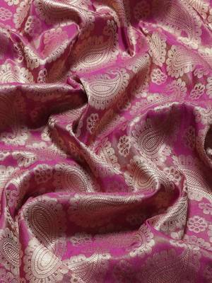 Silk Land  Pink  Woven Design Brocade Saree  5