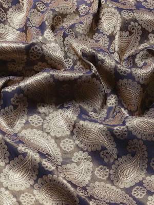 Silk Land  Navy Blue  Woven Design Brocade Saree  5